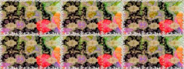 Çiçek deseni. Duvar kâğıdı barok, İspanyol kumaşı. Kusursuz raster arka plan. Kahverengi ve bej renklerde altın elementler. Şekil grafik deseni.