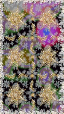 Kusursuz klasik raster altın desenli. Klasik klasik klasik arka plan. Geleneksel oryantasyon süsü. Gri renklerde, altın elementlerle kusursuz desen.