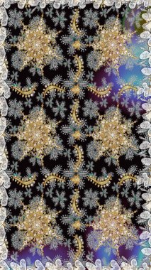 Gri renkli ve altın elementli altın desenli. Raster geleneksel oryantasyon süsü. Kusursuz klasik altın desen.