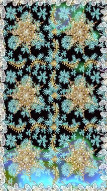 Noel, kar tanesi, yeni yıl. Tarafsız renklerde, altın elementlerle kusursuz klasik desen. Tarafsız renklerde altın desenli altın elementler.