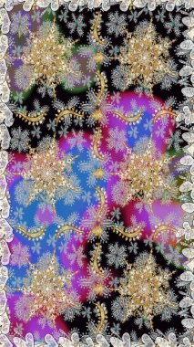 Kusursuz klasik altın desen. Raster geleneksel oryantasyon süsü. Altın elementlerle gri renklerde altın desen.