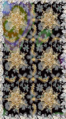 Kış kar dokusu duvar kağıdı. Gri renkli altın kar taneleri. Sembol bayramı, yeni yıl kutlamaları, altın desenler. Noel Altın Kar Tanesi.