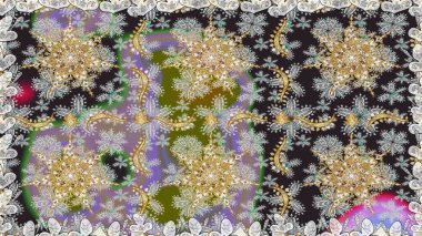 Geleneksel klasik altın desen. Raster oryantal süs. Gri renkli ve altın elementli altın desenli. Barok tarzında kusursuz bir doğulu süsü..