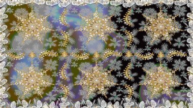 Gri renklerdeki altın element. Klasik barok çiçek desenli, gri yerine altın desenli. Lüks, kraliyet ve Viktorya dönemi konsepti. Süslü raster dekorasyonu.