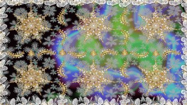 Kusursuz soyut bir arkaplan. Raster illüstrasyonu. Oriental raster klasik gri ve altın desenli.