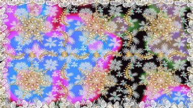 Raster illüstrasyonu. Oriental raster klasik nötr ve altın desenli. Kusursuz soyut arkaplan.