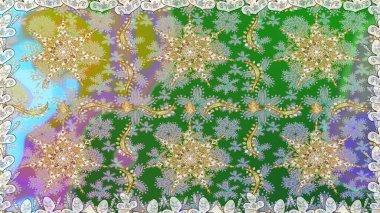 Tarafsız renklerde altın tekrarlayan elementlerle soyut arkaplan. Kusursuz oryantal klasik altın desen.