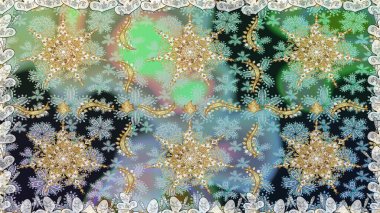 Gri renklerdeki altın elementler. Şık bir grafik desen. Kusursuz raster arka plan. Duvar kâğıdı barok, İspanyol kumaşı. Çiçek deseni.