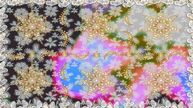 Damask pürüzsüz yineleme kalıbı. Antika altın tekrarlanabilir duvar kağıdı. Barok tarzında altın çiçekli süs. Gri renklerdeki altın element.