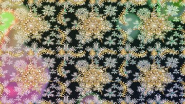 Barok tarzında duvar kağıdı tasarımı için kusursuz damaske deseni arkaplanı. Gri renkli ve altın elementli altın desenli. Süslü raster dekorasyonu.