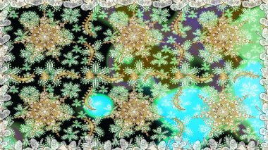 Tarafsız renklerde, altın elementlerle klasik, pürüzsüz desen. Noel 2019, kar tanesi, yeni yıl.