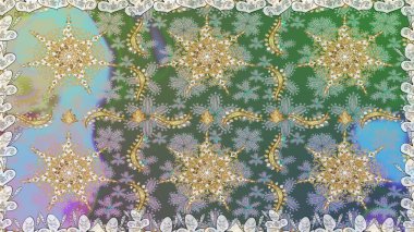 Kusursuz altın desen. Raster oryantal süs. Altın elementlerle nötr renklerde altın desen.