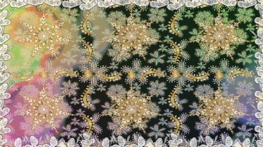 Damask arkaplanı tekerrür ediyor. Barok tarzında altın çiçek süsü. Antika altın tekrarlanabilir duvar kağıdı. Gri renklerdeki altın element.