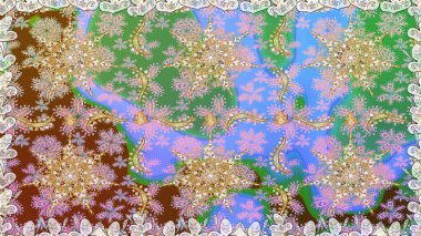 Süslü raster dekorasyonu. Barok tarzında duvar kağıdı tasarımı için kusursuz damaske deseni arkaplanı. Altın elementlerle nötr renklerde altın desen.