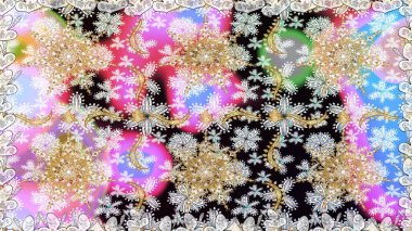 Raster illüstrasyonu. Kusursuz soyut bir arkaplan. Oriental raster klasik nötr ve altın desenli.