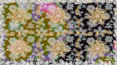 Klasik oryantal desen gri renklerden üstündür. Damask pürüzsüz süsü. Geleneksel raster ve altın desen.