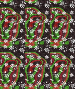 Raster deseni. Kahverengi ve yeşil el çizimi desen. Sanat esinlenir, yeşillendirir, çiçek açar ve arka plan bırakır. Karalama çiçekleri çizim deseni.