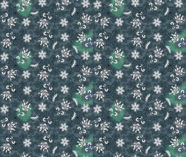 Suluboya çizim kalıbı. Çiçekler suluboya tarzında yeşil ve mavi renklerde. Çiçek izi.