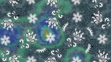 Raster çiçek desenli çiçek deseni, yapraklar, dekoratif elementler, sıçrama, lekeler, el çizimi kontur çizgileri ve Doodle çizim stili, grafik raster çizim çizimi.