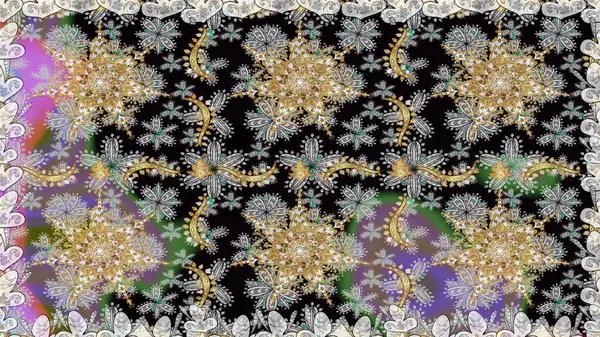 Geleneksel oryantasyon süsü. Kusursuz klasik raster grisi ve altın desenli. Klasik vintage arkaplan.