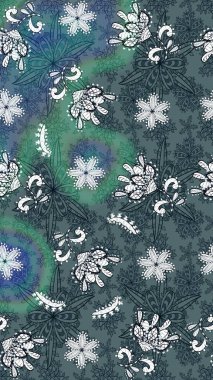 Raster illüstrasyonu. Düz Çiçek Elementleri Tasarımı. Yeşil ve mavi renkte çiçekler. Renkli Bahar Teması eskiz kalıbı. Asya tekstil tarzında. Çiçek desenini çiz.