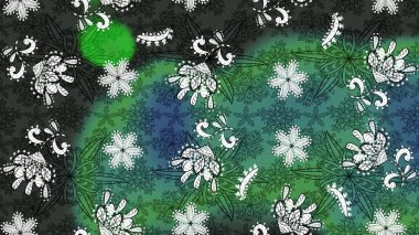 Nazikçe, güzel çiçek arkaplanı. Çiçekli karalama şeklinde Raster çiçek deseni. Yeşil ve gri renkte çiçekler.