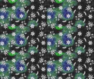 Çiçekli çiçek deseni, suluboya. Düz Çiçek Elementleri Tasarım Raster illüstrasyonu. Gri ve yeşil renkli çiçekler. Renkli Bahar Teması çizim şablonu.