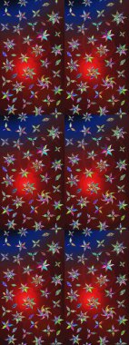 Raster illüstrasyonundaki çiçek desenli çizim. Kahverengi ve kırmızı renkte çiçekler. Düz Çiçek Elementleri Tasarımı. Renkli Bahar Teması çizim şablonu.