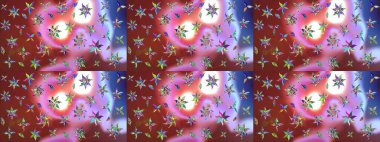 Güzel kumaş deseni. Raster illüstrasyonu. Çiçekler, dallar, bitkiler ve çiçekler. El çizimi.