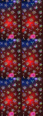 Raster illüstrasyonu. Nazik, yaz çiçekleri kahverengi ve kırmızı renklerde. Raster çiçek desenli ve çiçekli..