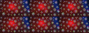 Kahverengi ve kırmızı renkte çiçekler. Raster illüstrasyonu. Tropikal çizim çiçek deseni.