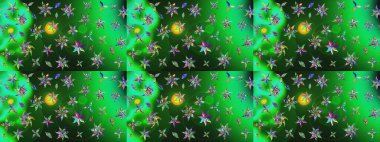 Çiçekli karalama şeklinde Raster çiçek deseni. Nazikçe, güzel çiçek arkaplanı. Yeşil ve gri renkte çiçekler.