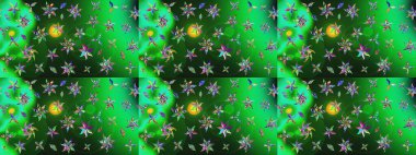 Çiçekli karalama şeklinde Raster çiçek deseni. Nazikçe, güzel çiçek arkaplanı. Yeşil ve gri renkte çiçekler.