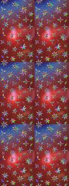 Kumaş desenli papatya çiçeği detayı. Kahverengi ve kırmızı renkte çiçekler.