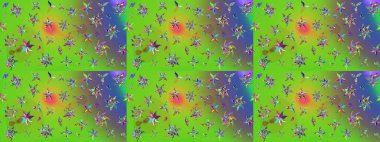 Yeşil ve mor çiçekli eskiz deseni, suluboya çiçek deseni, sevimli çiçek, duvar kağıdı, kart veya kumaş için fayanslı. Raster - stok.