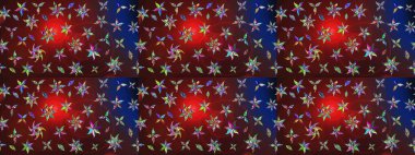 Raster illüstrasyonundaki çiçek desenli çizim. Kahverengi ve kırmızı renkte çiçekler.