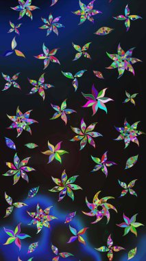 Çiçek arkaplan. Renkli çizim kalıbı. Raster illüstrasyonu. Çiçek duvar kâğıdı. Gri ve mavi renkli şirin tekstil.