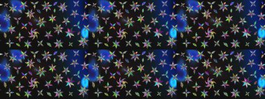 Gri ve mavi renkte çiçekler. Düz Çiçek Elementleri Tasarımı. Renkli Yaz Temalı eskiz kalıbı. Raster illüstrasyonunda çiçek deseni çizimi.