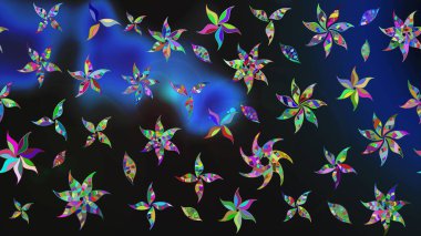 Tekstil için figür. Poster ya da kapak için arka plan. Davetiye ve kartpostal tasarımı için dekoratif çiçek unsurları. Yapraklı çizim şekli. Sevimli zarif çiçekler Raster illüstrasyonu.