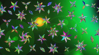 Renkli Bahar Teması eskiz kalıbı. Raster illüstrasyonu. Chichi 'nin kumaş kalıbını çiz. Çiçek deseni. Düz Çiçek Elementleri Tasarımı.