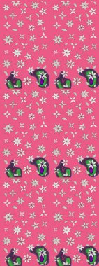 Renkli Bahar Teması eskiz kalıbı. Raster illüstrasyonundaki çiçek desenli çizim. Düz Çiçek Elementleri Tasarımı. Pembe ve nötr renkte çiçekler.