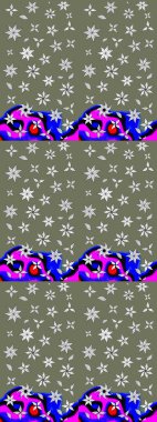 Raster deseni. Bahar çiçekli desen dallı, yeşil ve nötr renkler çiçekli siluet.