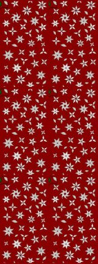 Çiçek desenli çizim. Raster illüstrasyonu. Asya tekstil tarzında. Raster illüstrasyonu. Kırmızı ve nötr renkte çiçekler.