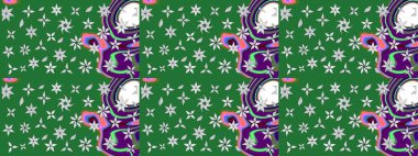 Çiçekler suluboya eskiz deseni. Raster Stili kumaş deseni.