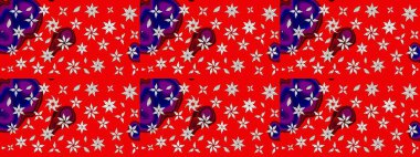 Suluboya çiçekli çiçek deseni. Kırmızı ve nötr renklerde güzel bir tekstil. Raster illüstrasyonu.