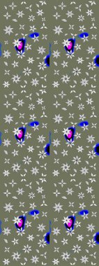 Yeşil ve nötr renklerde yaz çiçekleri. Raster illüstrasyonu. Raster çiçek desenli ve çiçekli..