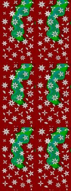 Sanat esinlenilmiş ve yeşil stil çiçekler ve yapraklar. Raster deseni. Karalama çiçekleri çizim kalıbı. Kırmızı ve yeşil el çizimi desen.