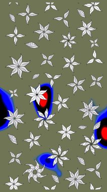 Yeşil ve nötr renklerde. Soyut çiçek çizim kalıbı arka planı. Raster illüstrasyonu. Küçük çiçekteki sevimli çiçek deseni. Raster deseni.