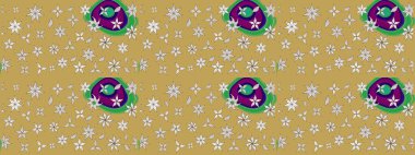 Sarı ve nötr renklerde etnik çiçekli zarif eskiz deseni. Raster Çiçek İllüstrasyon Şirin Tekstil.