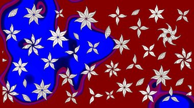 Kırmızı ve mavi renkte şirin çiçekler. Moda baskısı, albüm, ambalaj kağıdı ve duvar kağıdı için zarif dekoratif süslemeler. Küçük çiçekli basit bir çiçek çizimi. Raster illüstrasyonu.